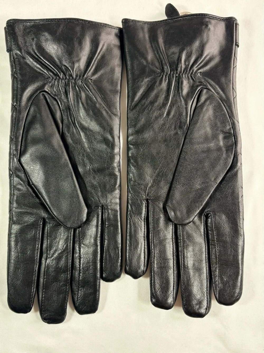 Michael Kors Black Quilted Leather Gloves with Silver MK Plaque